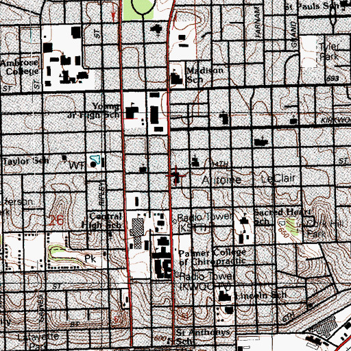 Topographic Map of Saint Johns United Methodist Church, IA