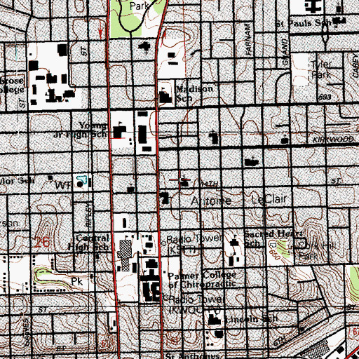 Topographic Map of First Baptist Church, IA
