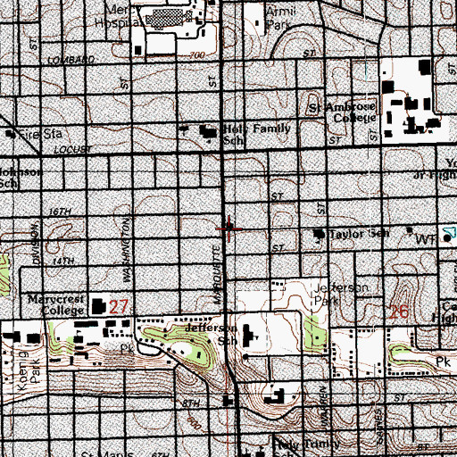 Topographic Map of Davenport Church of Christ, IA