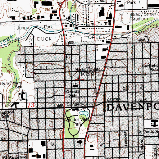 Topographic Map of Evangelical Bible Church, IA