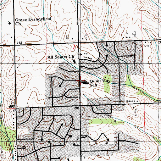Topographic Map of Quint City Baptist Temple, IA