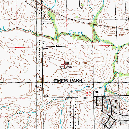 Topographic Map of Emeis Golf Course, IA