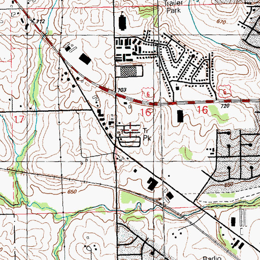 Topographic Map of Hickory Grove Mobile Home Park, IA