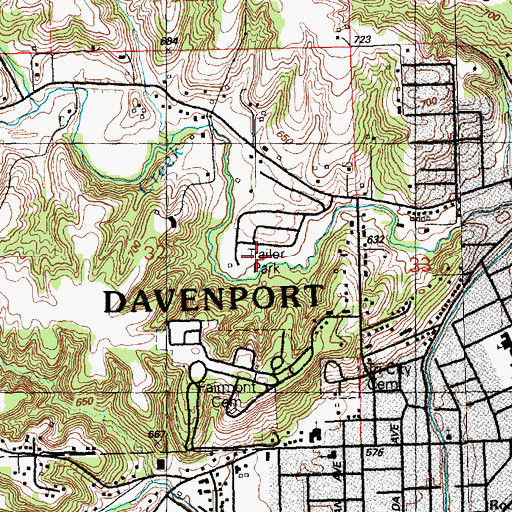 Topographic Map of Ponderosa Park Mobile Home Park, IA