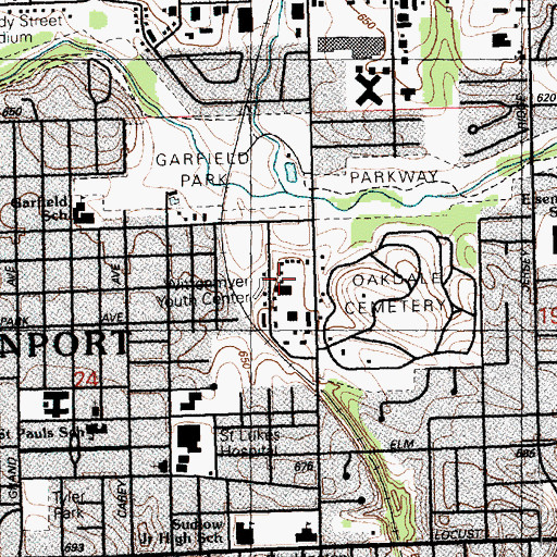 Topographic Map of Civil War Site of Camp Roberts Historical Marker, IA
