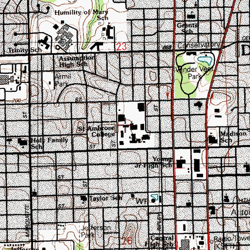 Topographic Map of Lewis Science Hall, IA