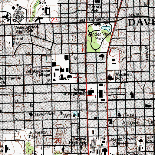 Topographic Map of O'Keefe Library, IA
