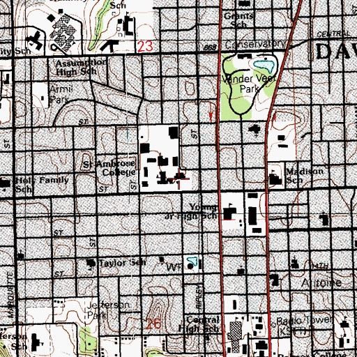 Topographic Map of Cosgrove Hall, IA