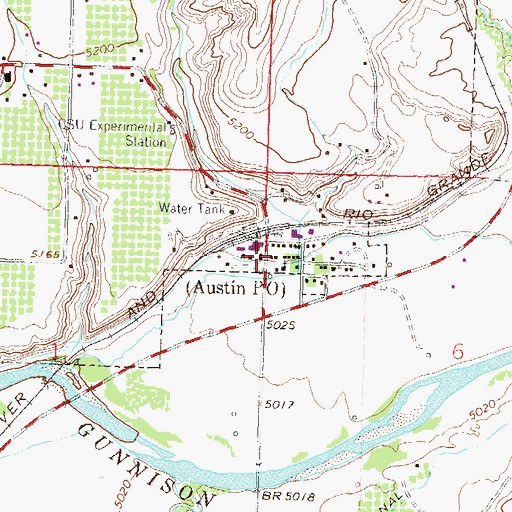 Topographic Map of Austin Post Office, CO