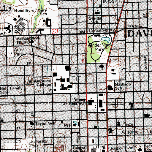 Topographic Map of Residence Hall, IA