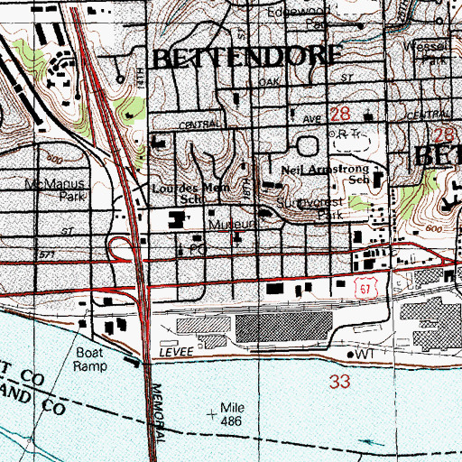 Topographic Map of First Baptist Church, IA