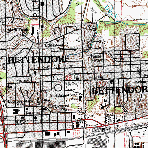 Topographic Map of Bettendorf Nazarene Church, IA