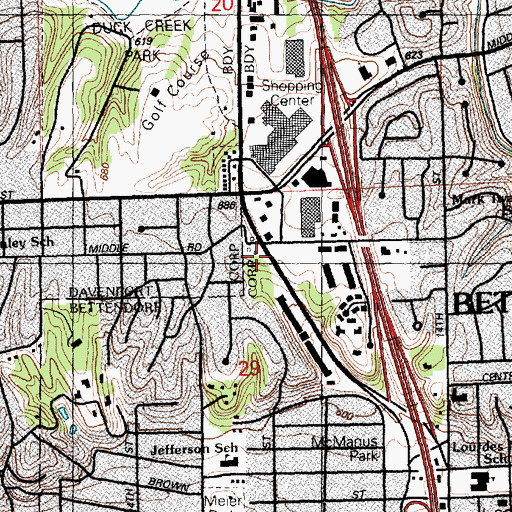 Topographic Map of Jehovahs Witnesses Congregation, IA