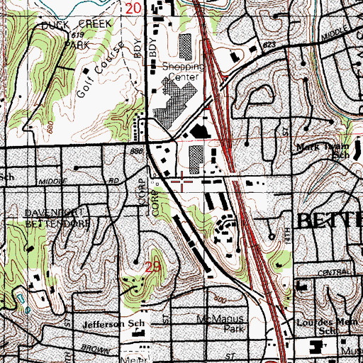 Topographic Map of Bettendorf Family Practice, IA