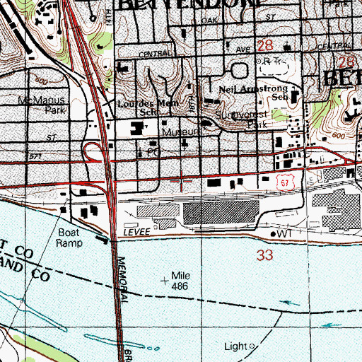 Topographic Map of Bettendorf, IA