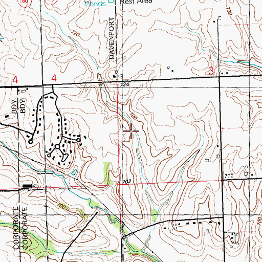 Topographic Map of Crow Valley Golf Course and Country Club, IA