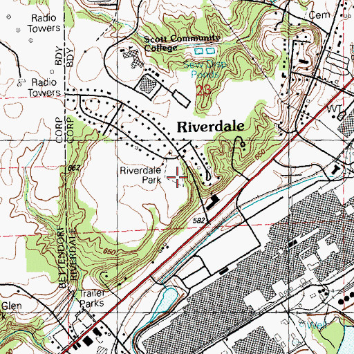 Topographic Map of Riverdale Park, IA