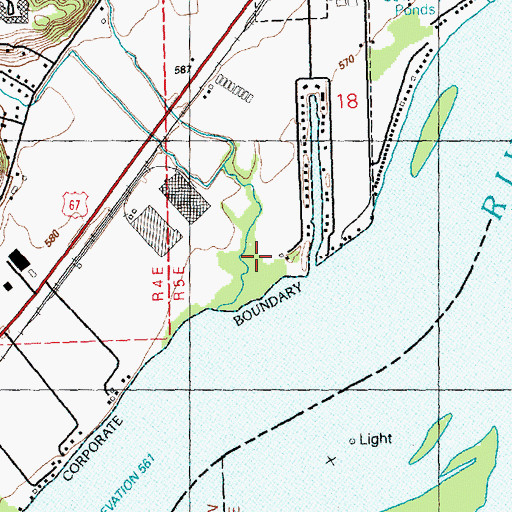 Topographic Map of Pigeon Creek Park, IA