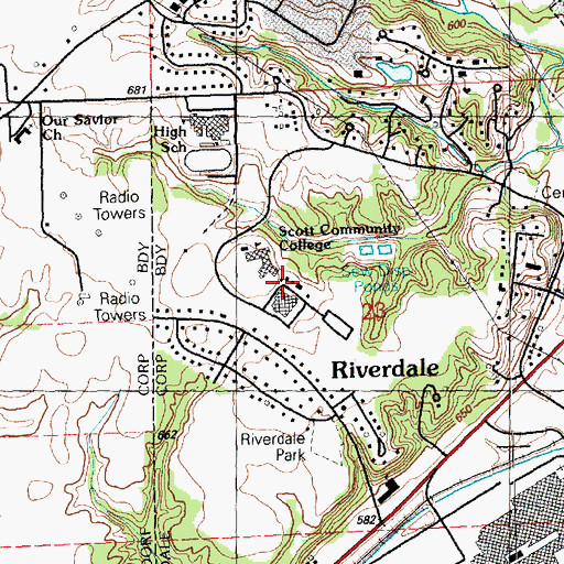 Topographic Map of Scott Community College Library, IA