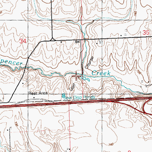 Topographic Map of Hidden Hills Golf Course, IA