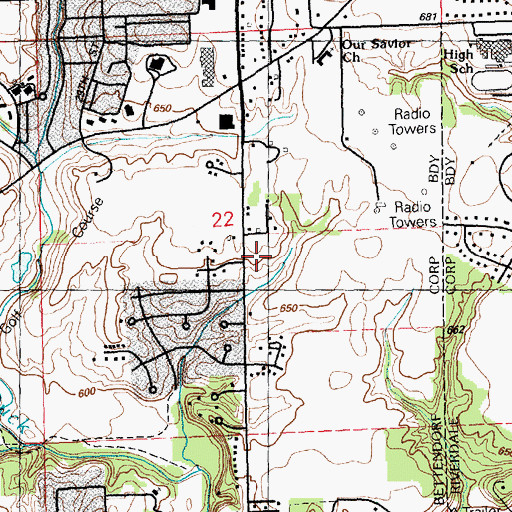 Topographic Map of Riverdale Heights Elementary School, IA