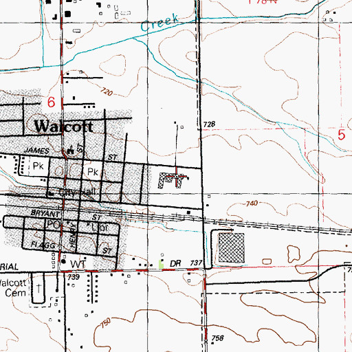 Topographic Map of Walcott Elementary / Intermediate School, IA