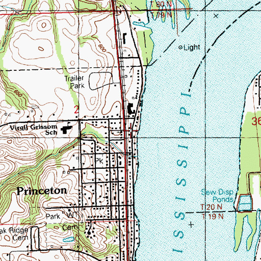 Topographic Map of Princeton Library, IA