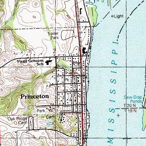 Topographic Map of Princeton Police Department, IA
