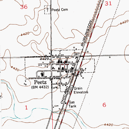 Topographic Map of Peetz, CO