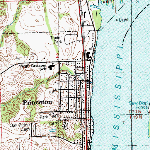 Topographic Map of Princeton City Hall, IA