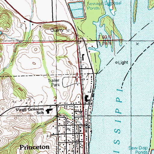Topographic Map of Princeton Post Office, IA
