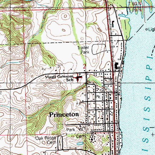 Topographic Map of Virgil Grissom Elementary School, IA
