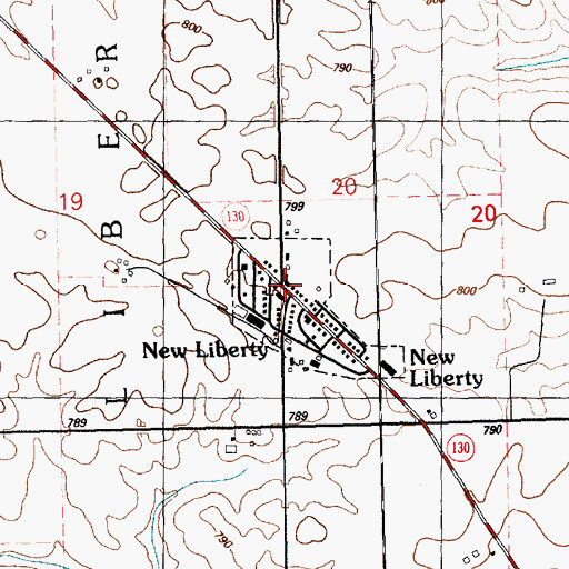 Topographic Map of New Liberty (historical), IA