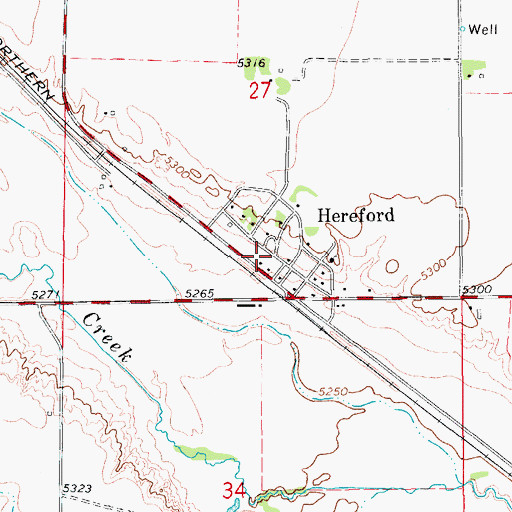 Topographic Map of Hereford, CO