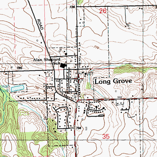 Topographic Map of Long Grove (historical), IA