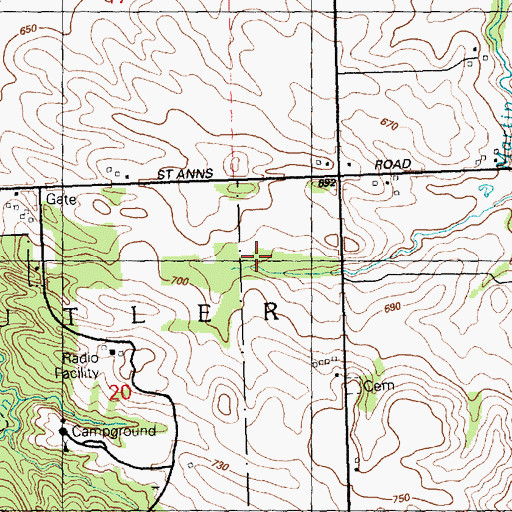 Topographic Map of Glynns Creek Golf Course, IA