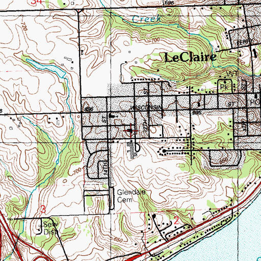 Topographic Map of First Presbyterian Church, IA