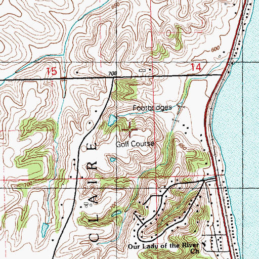 Topographic Map of Olathea Golf Course, IA