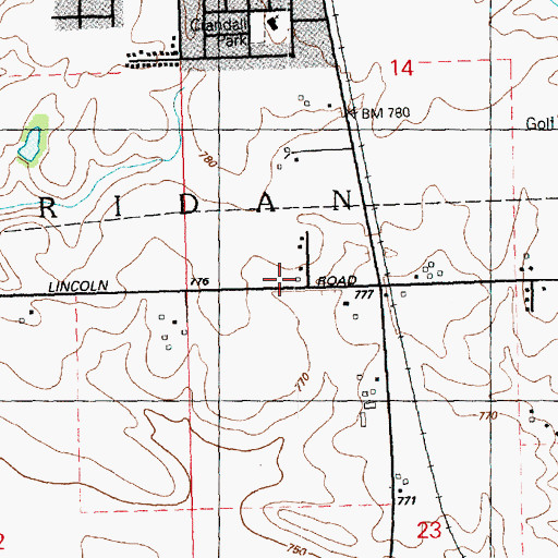Topographic Map of Scott County Library, IA