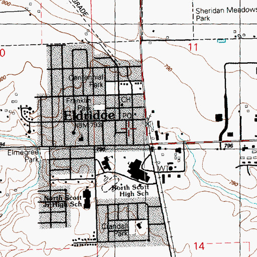 Topographic Map of Eldridge Fire Department, IA