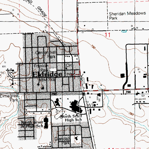 Topographic Map of Eldridge Post Office, IA