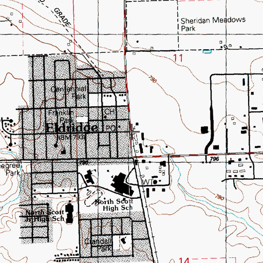 Topographic Map of Eldridge, IA