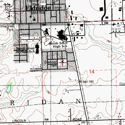 Topographic Map of Eldridge United Methodist Church, IA