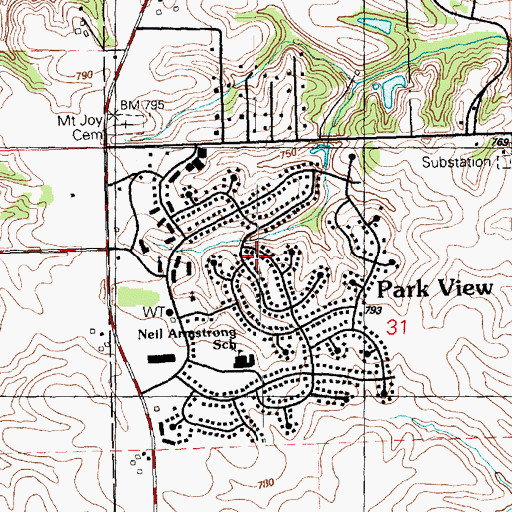 Topographic Map of Reorganized Church of Jesus Christ of Latter Day Saints, IA