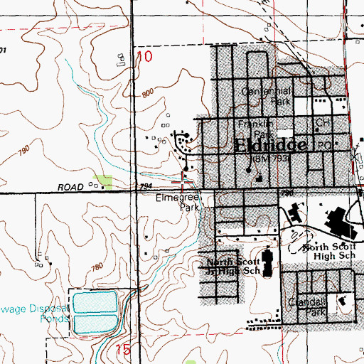 Topographic Map of Dammann Park, IA
