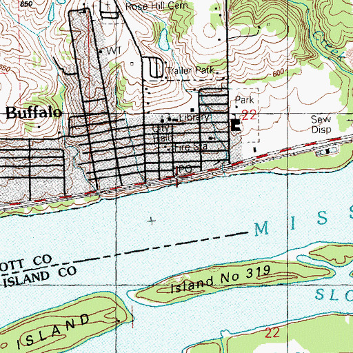 Topographic Map of Buffalo, IA