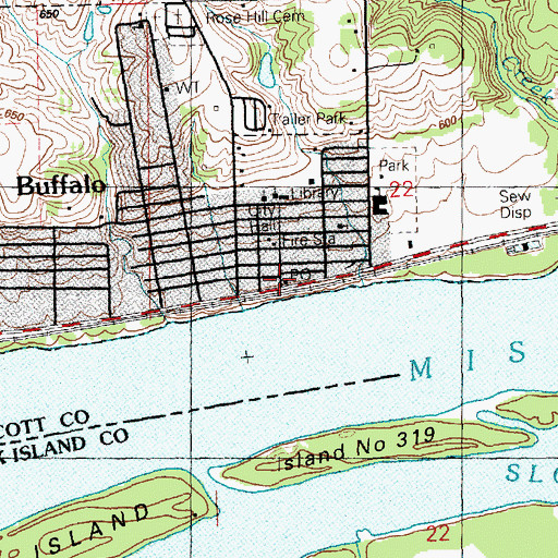 Topographic Map of Buffalo Post Office, IA