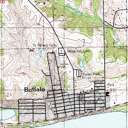Topographic Map of Buffalo Elementary School, IA