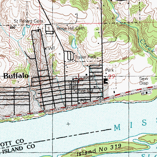 Topographic Map of Buffalo Civic Center, IA