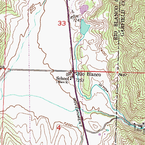 Topographic Map of Rio Blanco, CO